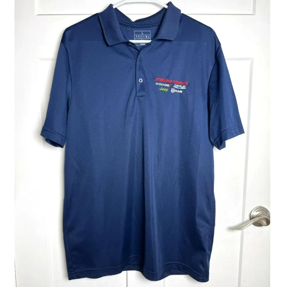 Adidas Golf Polo Men's L Navy Blue Dodge Chrysler Jeep Ram Logo Shirt
